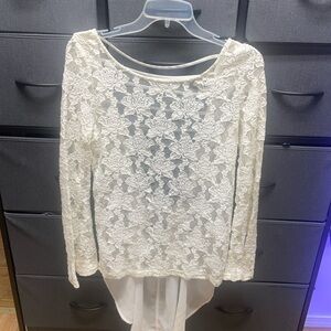 Elegant Lace Women's Top - Cream